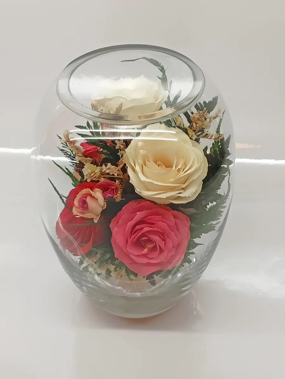 натуральные цветы в стекле, вакуум