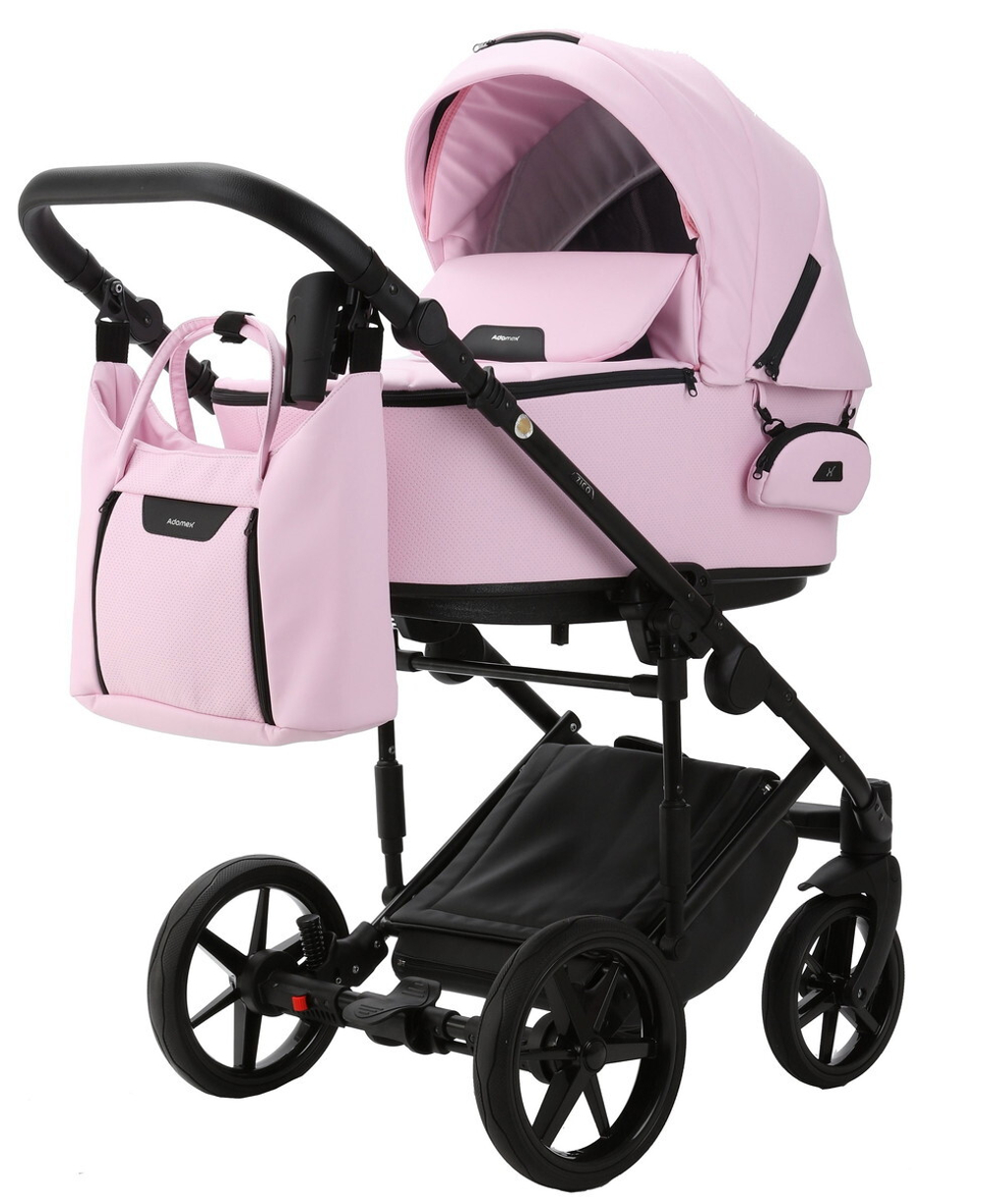 Детская коляска Adamex Zico Deluxe 3 в 1 Z-SA16 РОЗОВ. ЗЕФИР КОЖА
