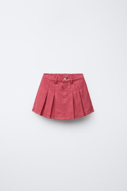 ZARA ЮБКА-ШОРТЫ ИЗ ТВИЛА СО СКЛАДКАМИ, КРАСНЫЙ