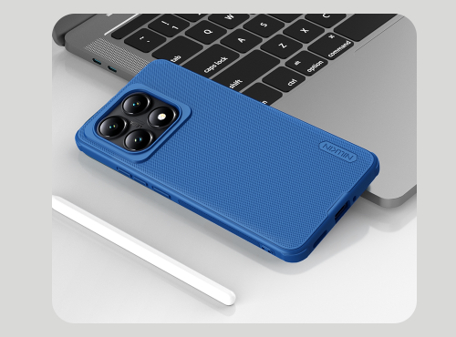 Противоударный чехол синего цвета от Nillkin для Xiaomi 14T Pro, серия Super Frosted Shield Pro