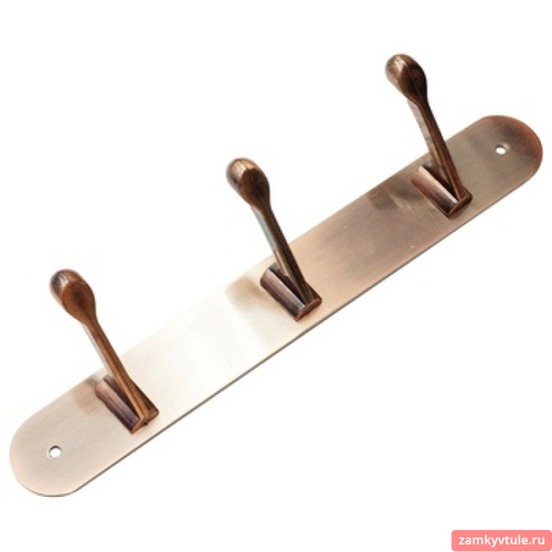 Крючок вешалка, на планке 3 крючка медь