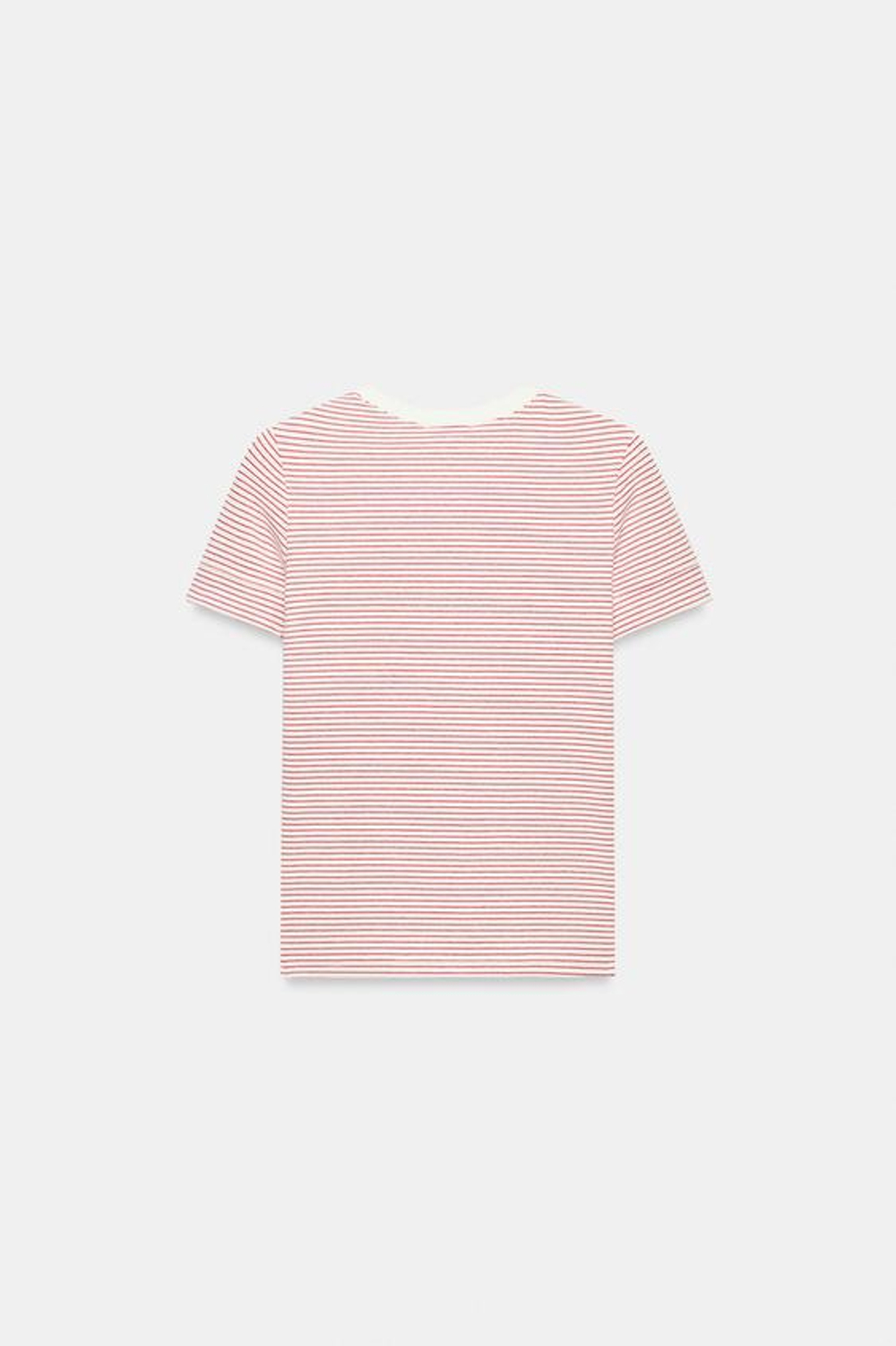 ZARA МИНИМАЛИСТИЧНАЯ ФУТБОЛКА С КОРОТКИМИ РУКАВАМИ, КРАСНАЯ ПОЛОСКА