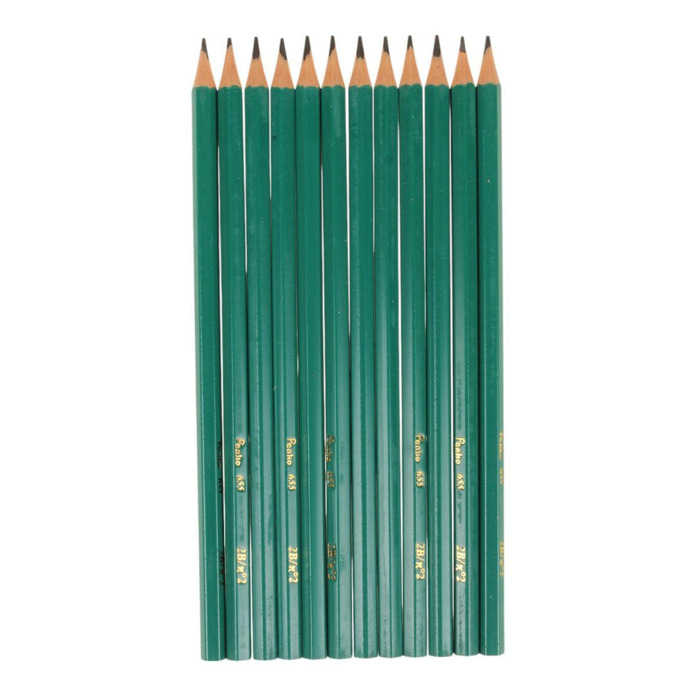 Карандаш ч/г "Зеленый" шестигранный без ластика, без ШК (Комплект 12шт.)