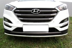 Защита переднего бампера (нержавейка) Hyundai Tucson 4WD (2015-2018) d42 (черный)