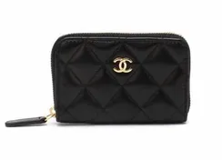 Кошелек для карт и монет женский Chanel на молнии черный