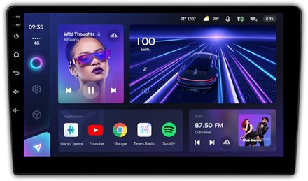 1DIN магнитола без рамки (экран 9") - Teyes CC3L на Android 10, 8-ядер, CarPlay, 4G SIM-слот