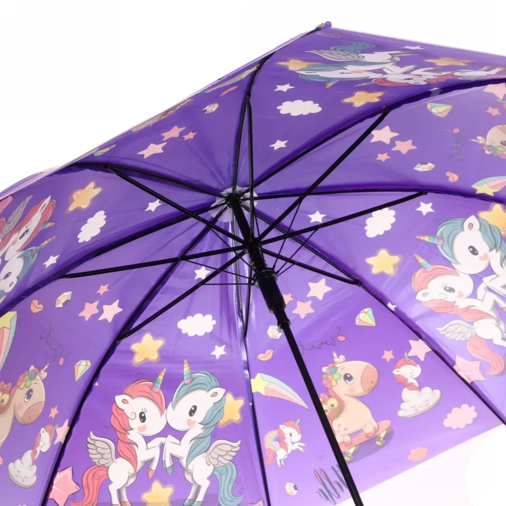 Зонт детский полуавтомат «Ultramarine - Единорожки», микс 4 цвета, 8 спиц, d-86см, длина в слож. виде 65см