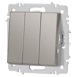 Выключатель Intro Accent 6-106-09 тройной, 10А-250В, IP20, СУ, AL/CU, титан