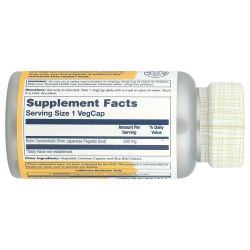 Solaray, рутин, 500 мг, 90 вегетарианских капсул