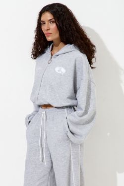 Худи укороченное "Âme Sirène" цвета серый меланж