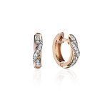 Серьги конго с фианитом из красного золота 585 пробы JA-S-1113957Р