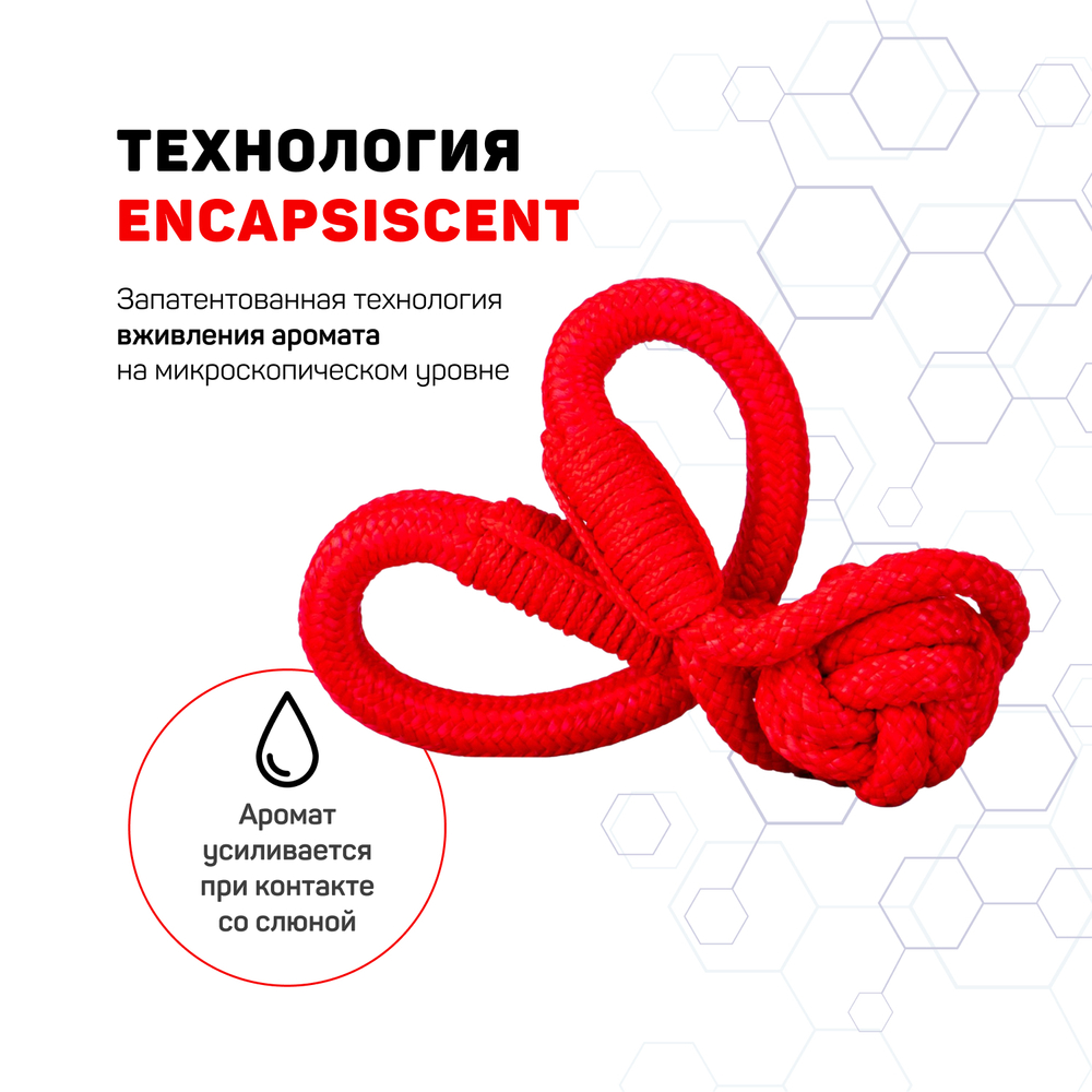 Playology жевательный канат TOUGH TUG KNOT для щенков 4-8 месяцев с ароматом говядины, цвет красный