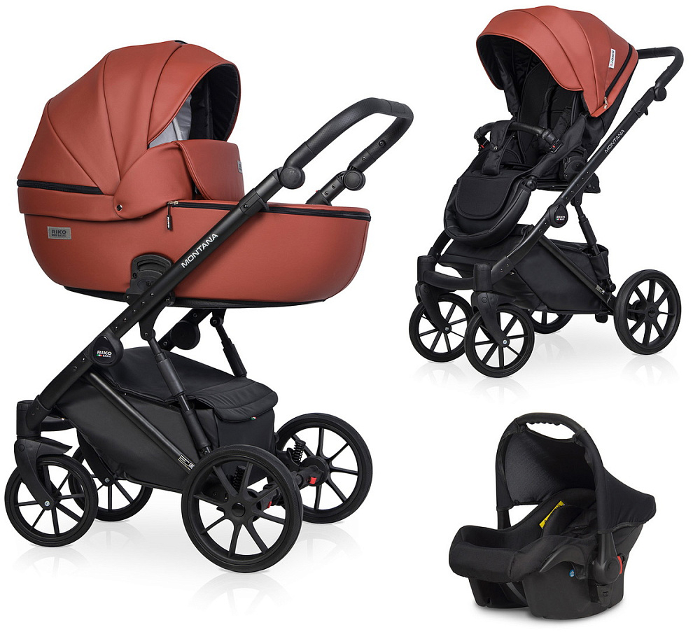 Детская коляска Riko Basic Montana Ecco 3 в 1 17 Maroon (т.бордовый)