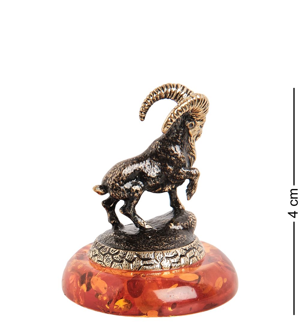 Народные промыслы AM- 990 Фигурка «Знак зодиака - Козерог» (латунь, янтарь)