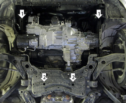 Защита картера Двигателя, КПП. 2 мм, Сталь. для Mazda 5 2005-2010, Mazda 3 2003-2009 MOTODOR.71123