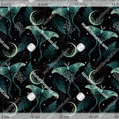 Зеленый паттерн с мотыльками  by lyubava_illustration 319 DPI