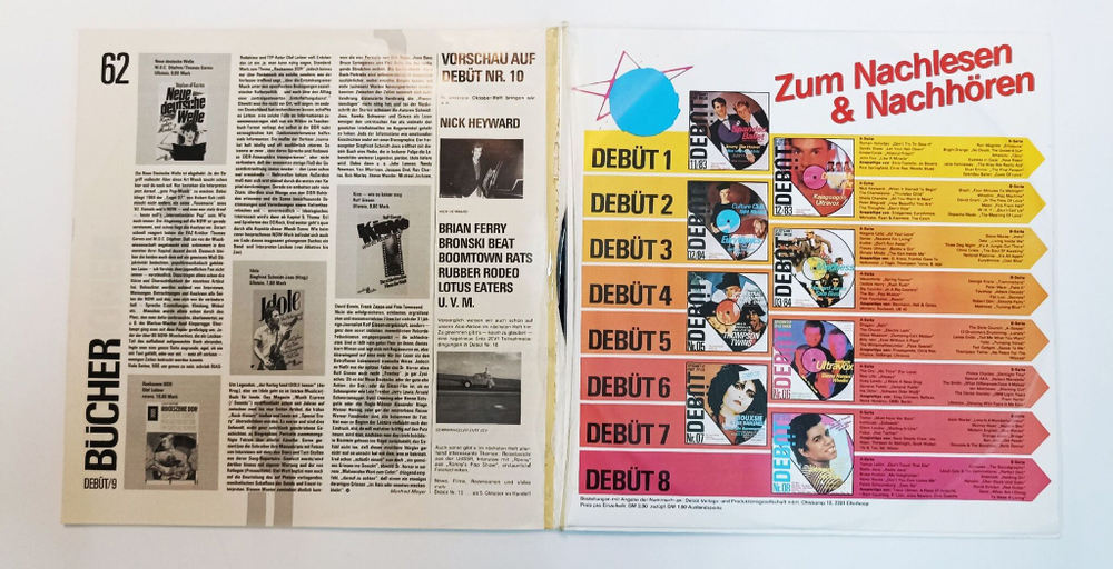 Винтажная виниловая пластинка LP Сборник Debut Zeitschrift Mit LP Nummer 09 (64 страничный журнал и виниловая пластинка) (Germany 1984)