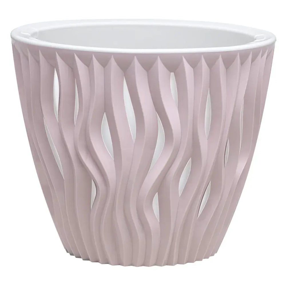 Кашпо для цветов пластиковое 1,6л d-16см «Вдохновение» Бежево-розовый