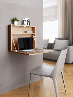 Настенный откидной стол для ноутбука "HOLIDAYS" квадратный,цвет дуб