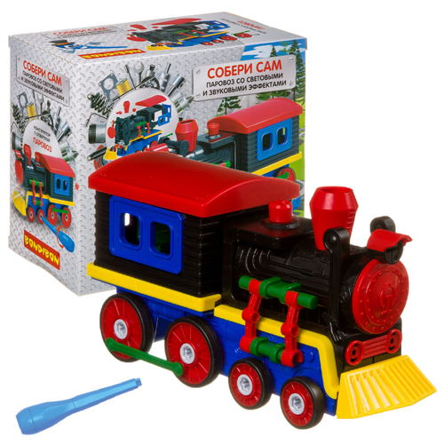 Конструктор с отверткой Паровоз 75 деталей