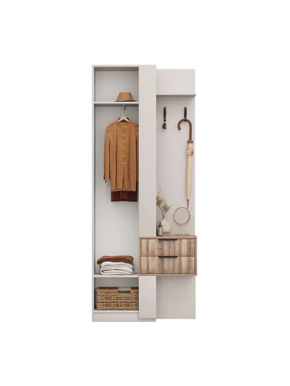 Прихожая с вешалкой и ящиками Кашемир 90х35х220