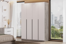 Шкаф распашной ШК 5 (1600), Цемент светлый, Белый шагрень