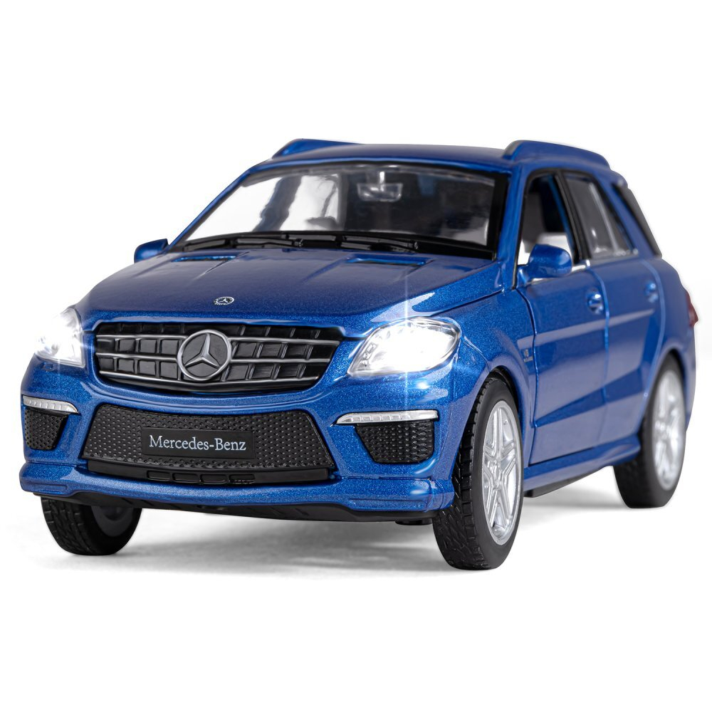 Модель 1:32 Mercedes-Benz ML63 AMG, синий, свет, звук, откр. двери, капот и багажник, инерция