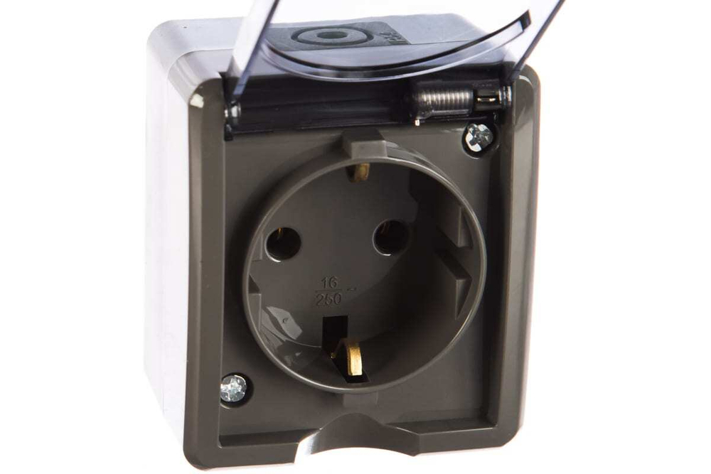 Розетка 1-местная накладная IP54, 16A-250В, серый Эксперт ЭРА