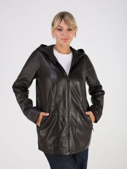 Кожаная куртка демисезонная с капюшоном