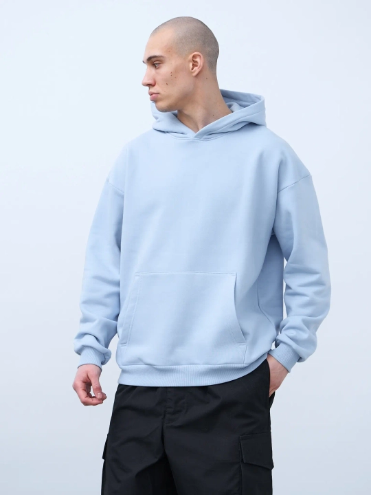 Худи оверсайз с начесом (голубой)