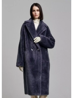 Шуба из овечьей шерсти чебурашка пальто тедди, графитовая, SilverFox