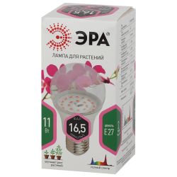 Фитолампа для растений светодиодная ЭРА FITO-11W-Ra90-E27 полного спектра 11 Вт Е27