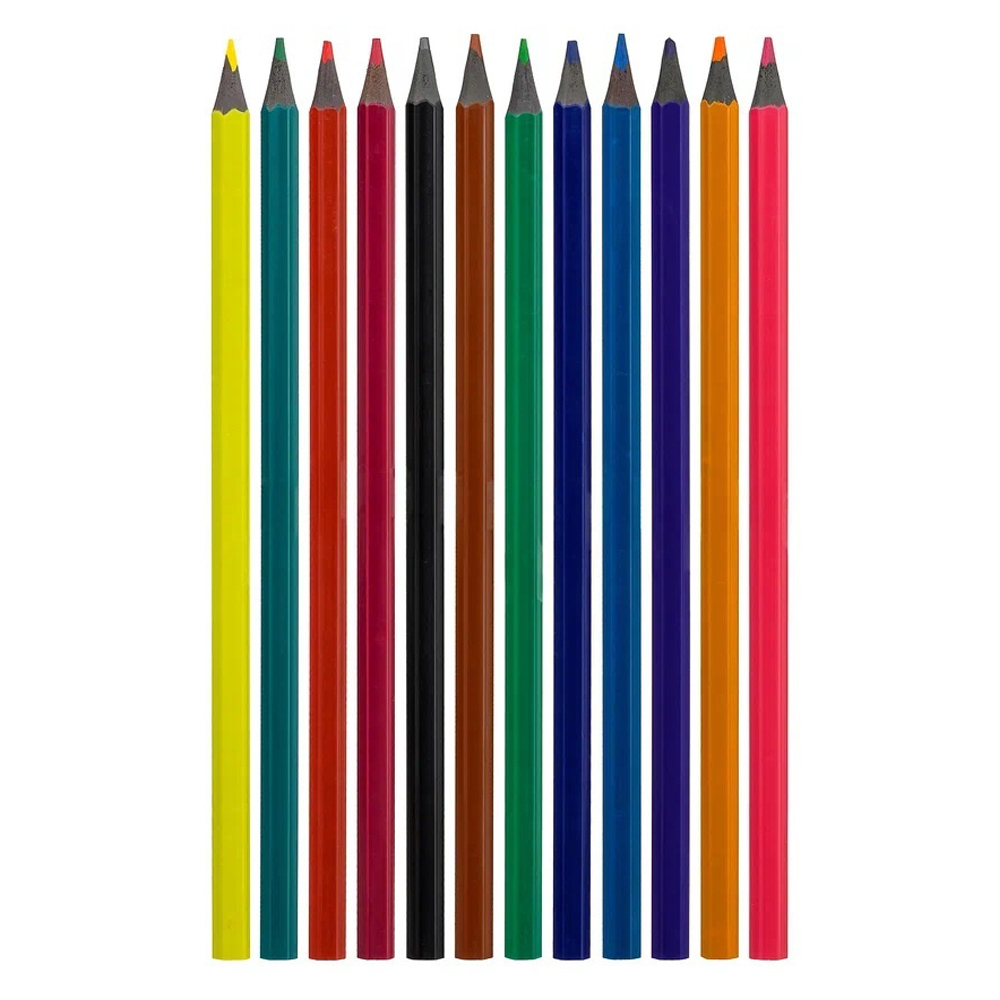 Карандаши цветные, Basir, пластиковые, серия "Зебра", цветная упаковка, 12 шт