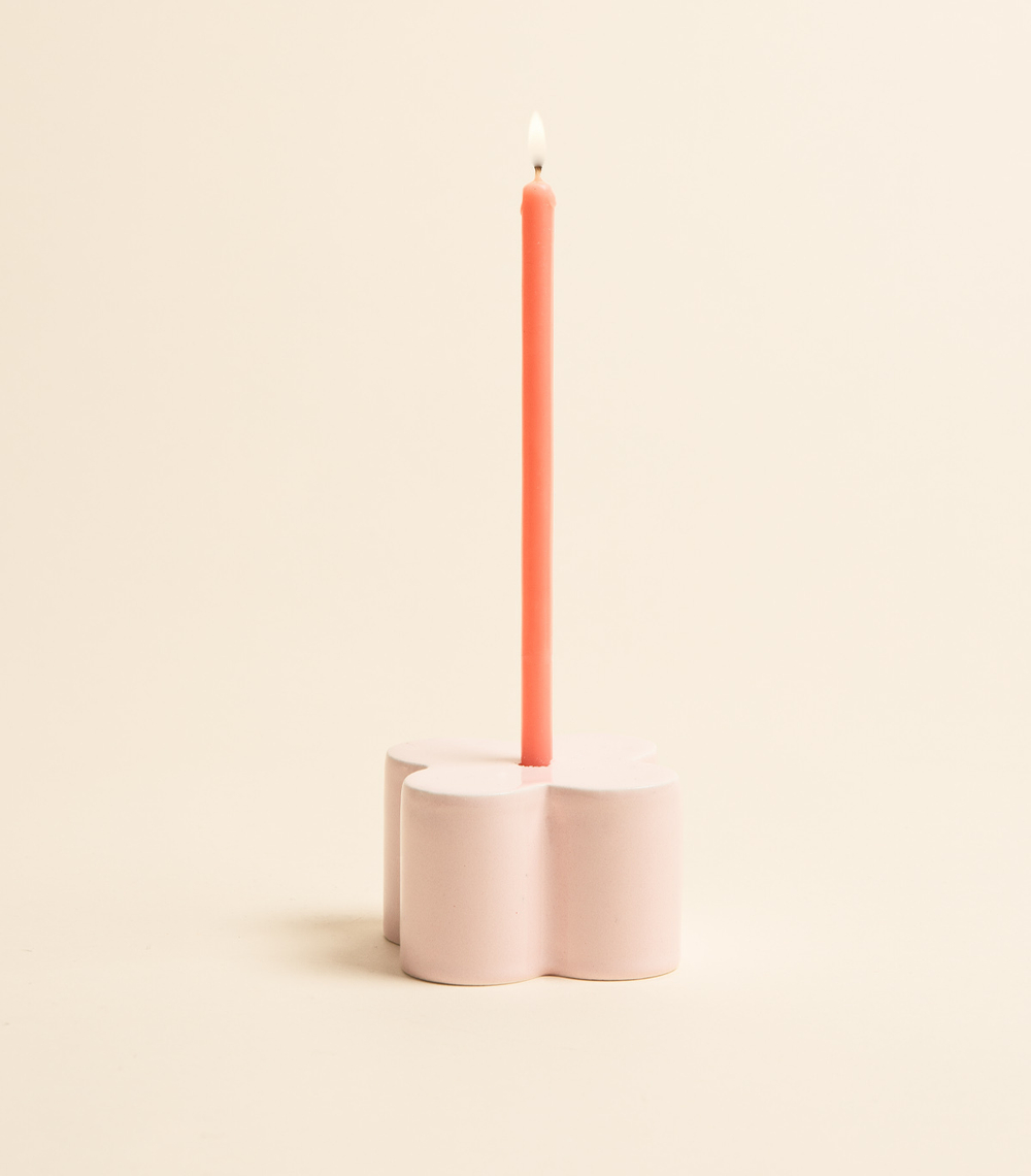 Подсвечник под тонкую свечу — Кватро, розовый | Мария Кеслер