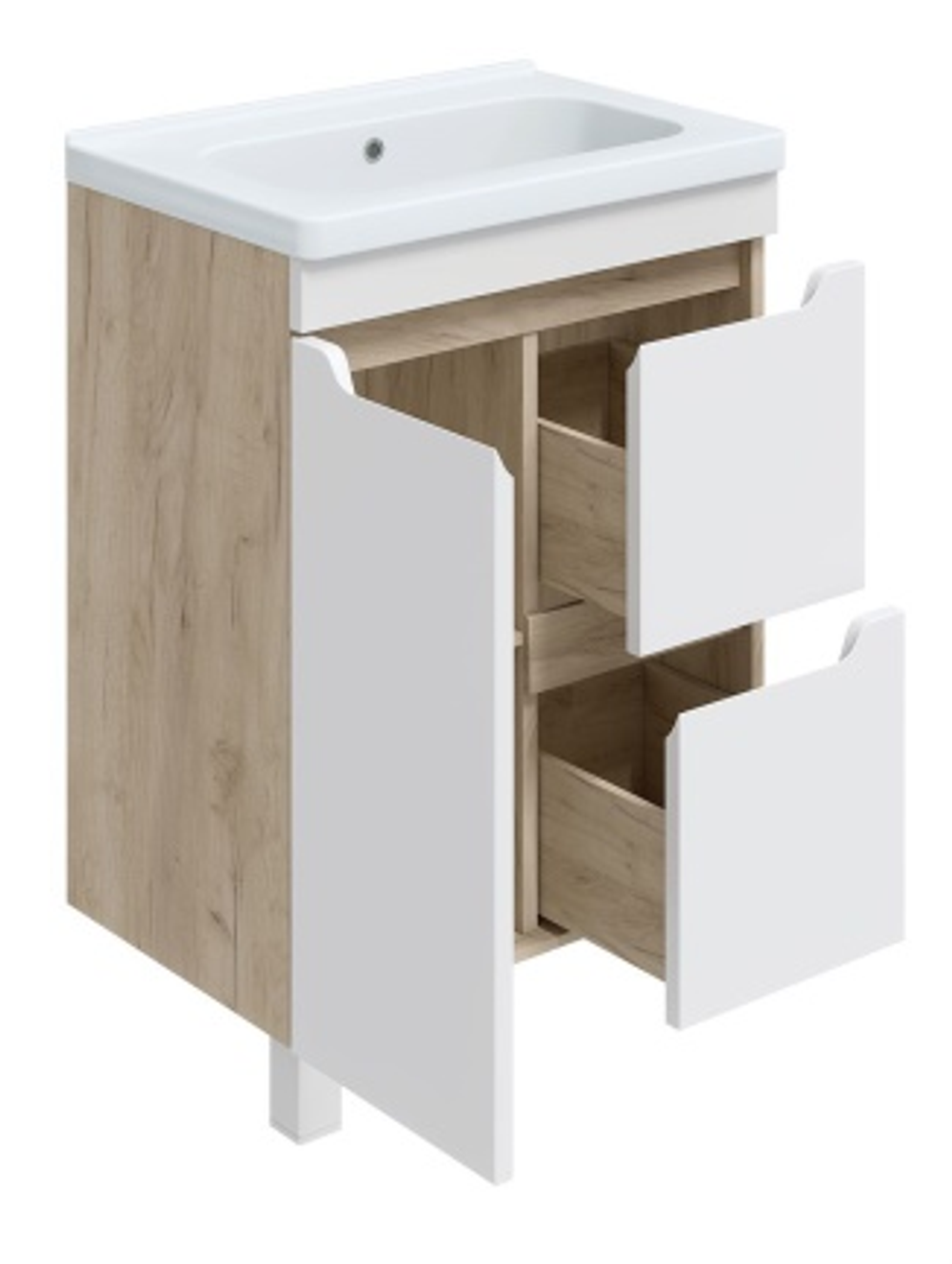 Тумба Рондо 80 (Фостер) Дуб серый с 2ящ.1дв