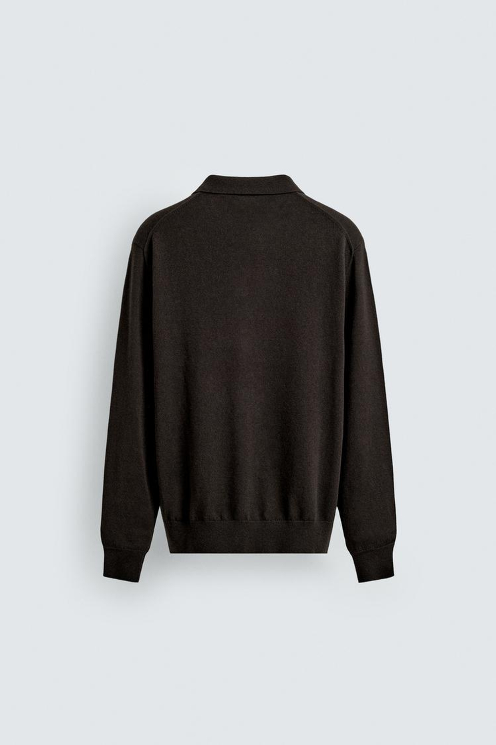 ZARA ТРИКОТАЖНОЕ ПОЛО КЛАССИЧЕСКОГО КРОЯ, ШОКОЛАДНЫЙ