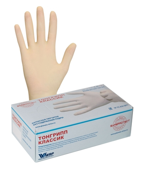 Перчатки "ТонГрипп Классик"(латекс, неопудренные) р.  7S,8M,9L,10XL, отгружать только уп.50 пар