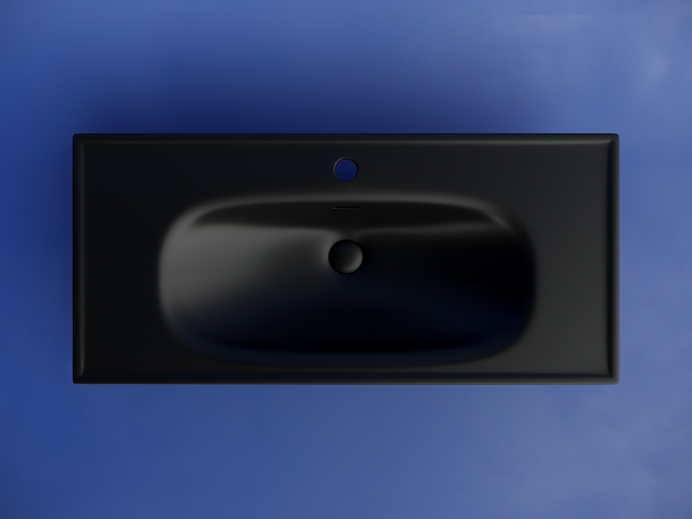 Раковина накладная CERAMICANOVA Sabo с отверстием под смеситель 1000x460x130 черный матовый