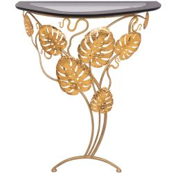 Консоль Monstera Deliciosa Glass (Монстера) Каштан Амбер