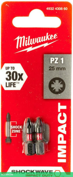 Бита Milwaukee Shockwave PZ1 25мм 2шт (4932430860)