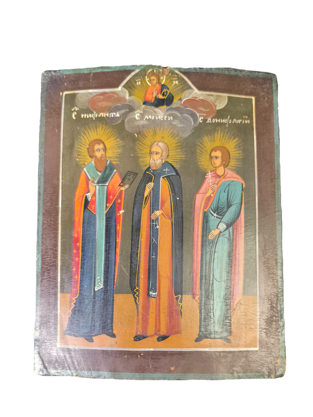 Антикварная икона "Избранные святые"