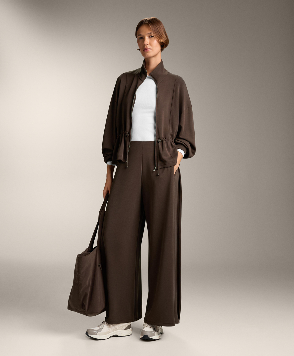 OYSHO Мягкие на ощупь брюки широкого кроя с модалом и складками по бокам, коричневый