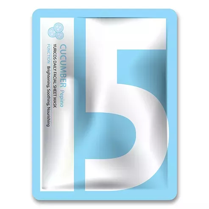 Маска для лица Yuricos Yurico5 Cucumber тканевая с экстрактом огурца Facial Sheet Mask 22 мл