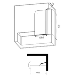 Шторка на ванну GETA, 100x140, профиль хром, стекло прозрачное, ST-GETA10-NTRCR