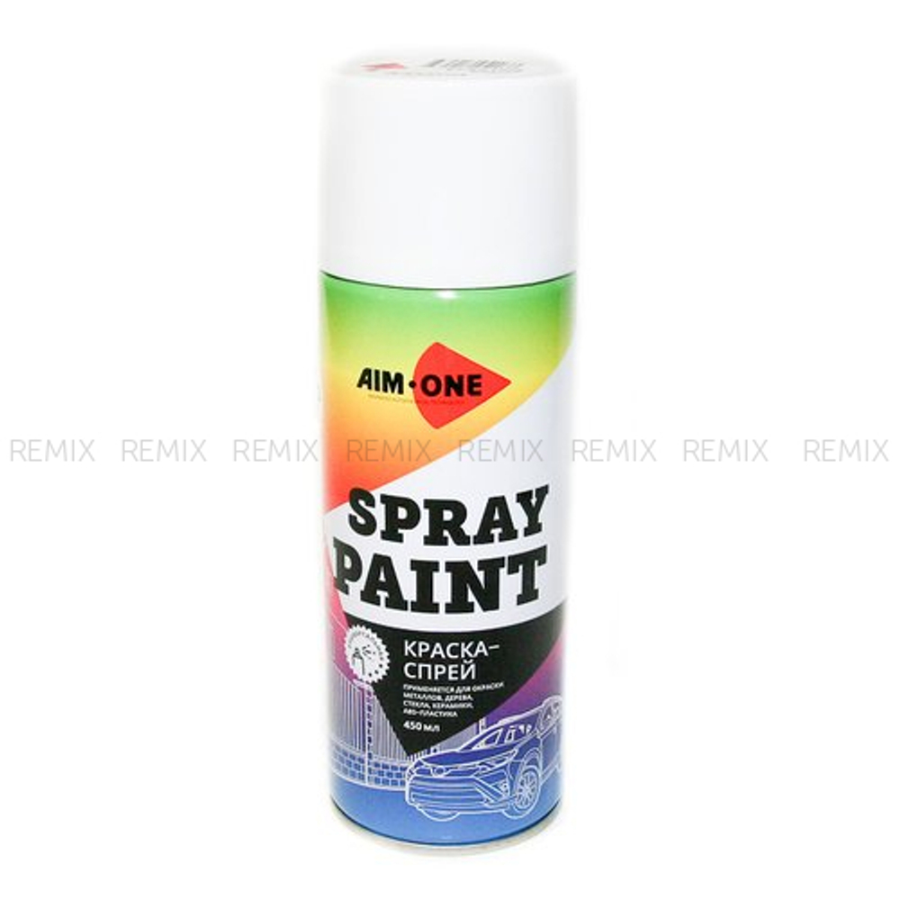 Краска-спрей белая глянцевая AIM-ONE 450 мл (аэрозоль).Spray paint white gloss 450ML SP-GB40