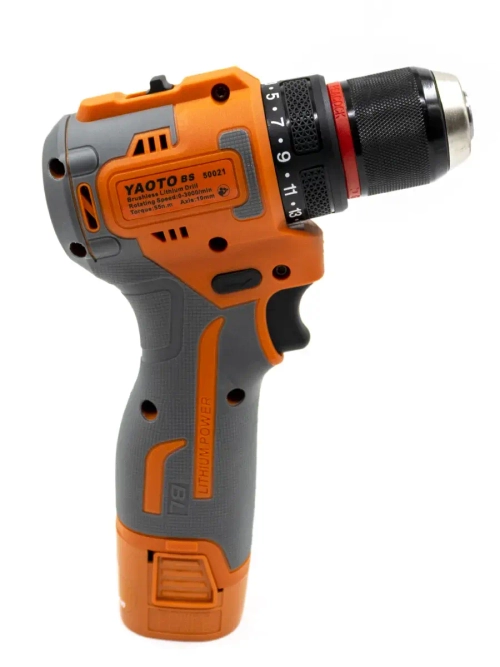Дрель-шуруповёрт аккумуляторная YAOTO BS 21V, 55 Н·м, бесщёточная, 2 АКБ + кейс