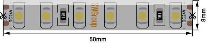 Светодиодная влагозащищенная лента SWG 9,6W/m 60LED/m 3528SMD теплый белый 5M 002125