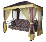 Качели-шатер 4-х местные Мебель Сад Монреаль Премиум (каркас коричневый, м/э коричневый рис.арабеска)2 уп.