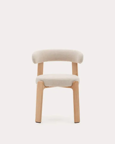 Стул Granite на 4 ножках, бежевый шенилл, массив ясеня в натуральном цвете