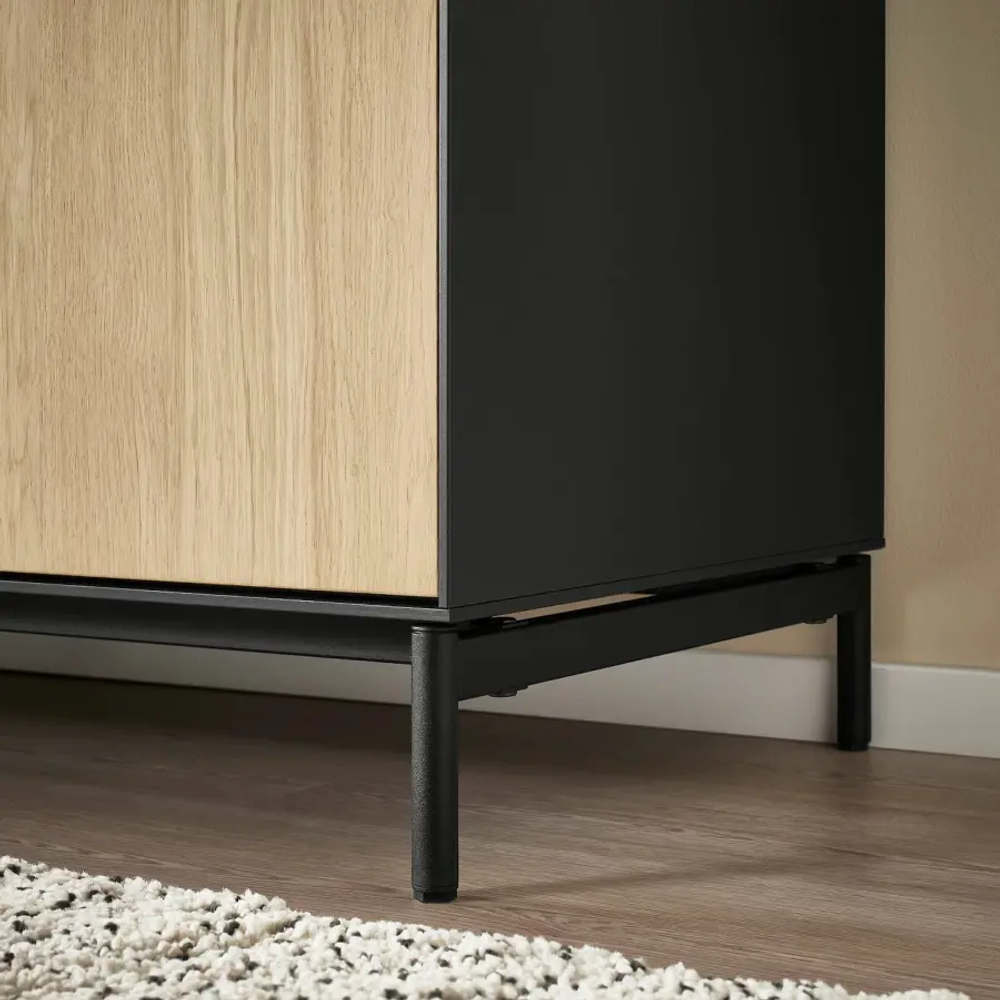 Тумба - BOASTAD IKEA/ БОАСТАД ИКЕА,  161х52х75 см,   под беленый дуб/ черный